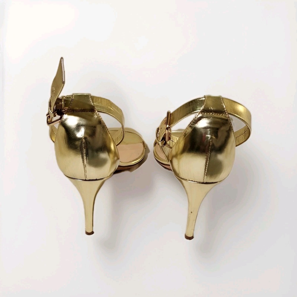 J.CREW, Leather C11179 Size‎ 9 Gold Stiletto Heel, Ankle Strap, Metallic Gold - Picture 3 of 9